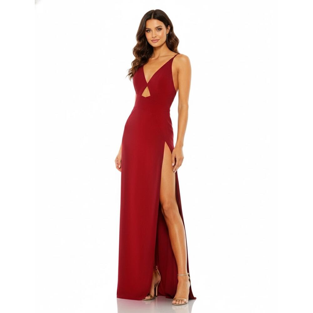 IEENA for Mac Duggal NWT size 12 8 Red Column Sleeveless Gown 27434 - Picture 13 of 13